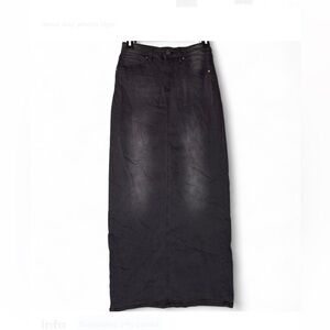 PTCL Ethical Clothing Black Denim Maxi Skirt – High Rise Long Jean Skirt – Size
